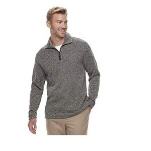 Haggar Men's Classic Fit Fleece Quarter Zip Pullover Gray Sweater Size M